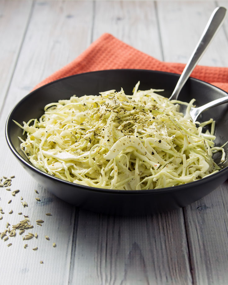 Low Carb Green Cabbage & Fennel Coleslaw OmNomAlly