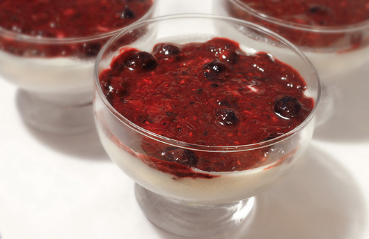 Yoghurt Panna Cotta with Mixed Berry Sauce