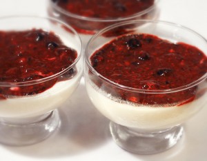 Yoghurt Panna Cotta with Mixed Berry Sauce