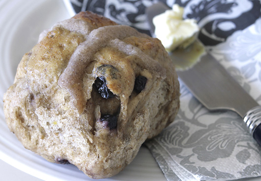 Rye Blueberry Hot Cross Buns