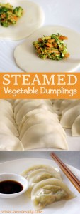 Steamed Vegetable Dumplings with carrot, broccoli and garlic @OmNomAlly