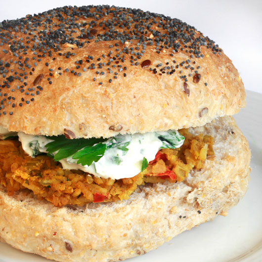 Curried Red Lentil Burgers