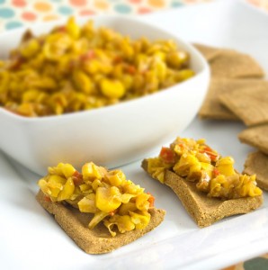 Chilli Corn Relish with Curried Red Lentil Crackers