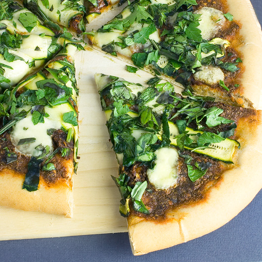 Zucchini, Harissa & Herb Pizza