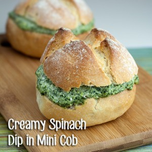 Creamy Spinach Dip in Mini Cob