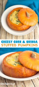 Cheesy Corn Quinoa Stuffed Pumpkins @OmNomAlly