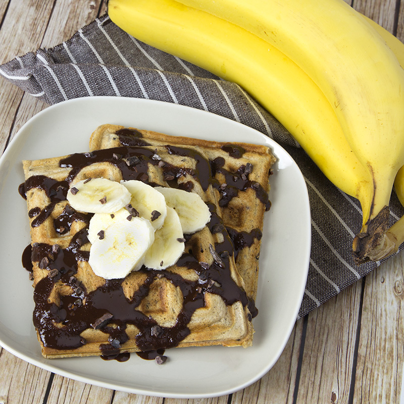 Sourdough Banana Choc Nib Waffles | Om Nom Ally