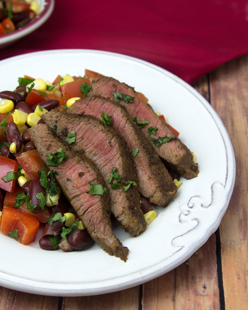 Mexican Chilli-Rubbed Steak with Corn Salsa @ Om Nom Ally