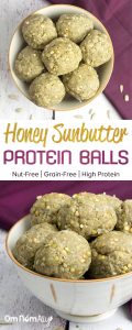 Nut-Free Honey Sunbutter Protein Balls @OmNomAlly