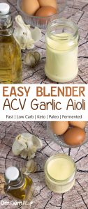 Easy Blender Apple Cider Vinegar Garlic Aioli @OmNomAlly - This Low Carb, Keto, Paleo condiment goes on EVERYTHING!