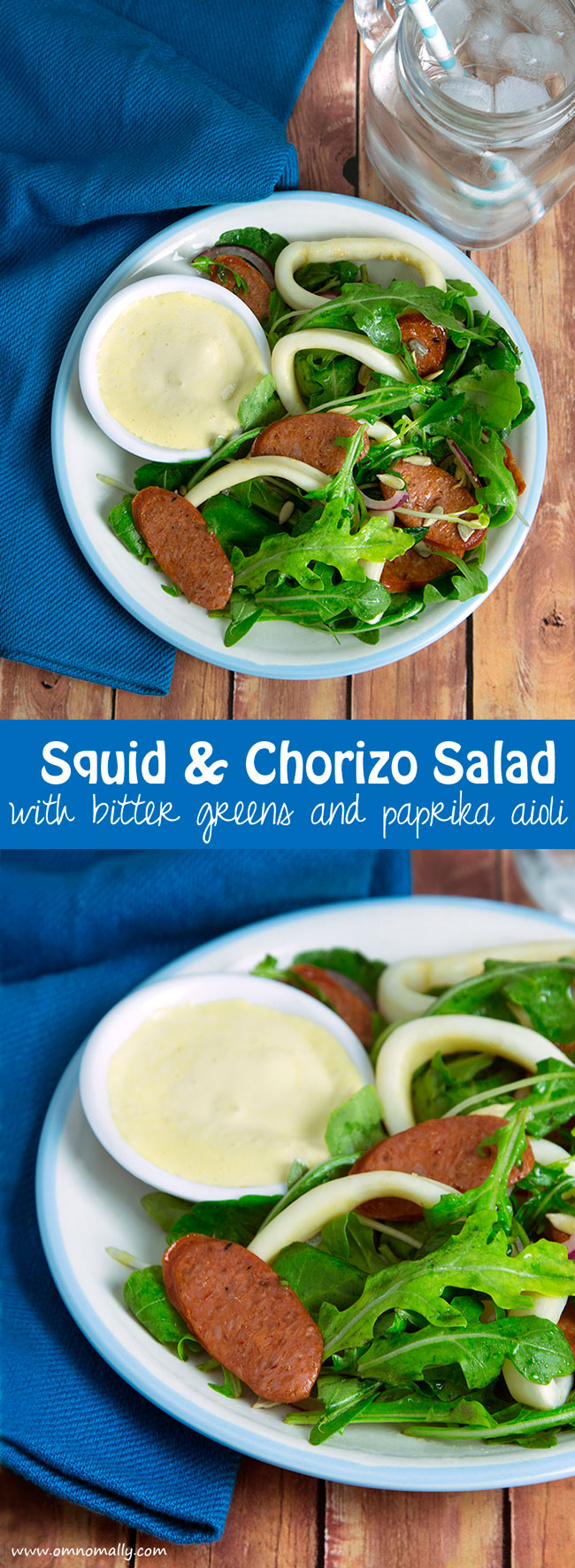 Squid-&-Chorizo-Salad-with-Bitter-Greens-and-Paprika-Aioli