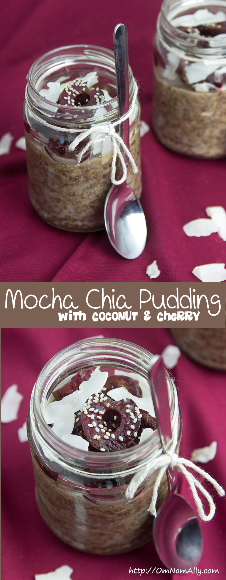 Mocha Chia Pudding with Coconut & Cherry @OmNomAlly