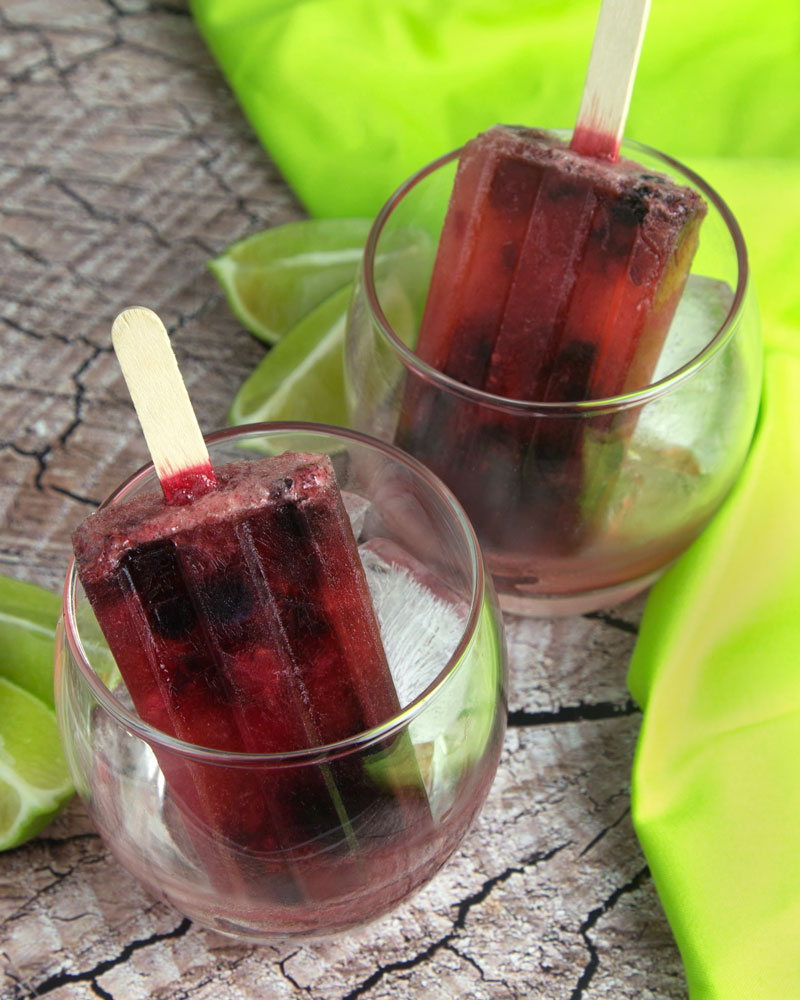 Muddled Mixed Berry & Lime Popsicles @OmNomAlly