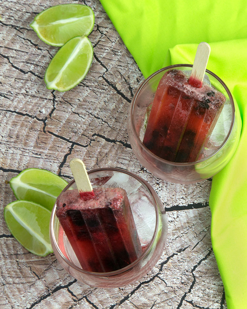 Muddled Mixed Berry & Lime Popsicles @OmNomAlly