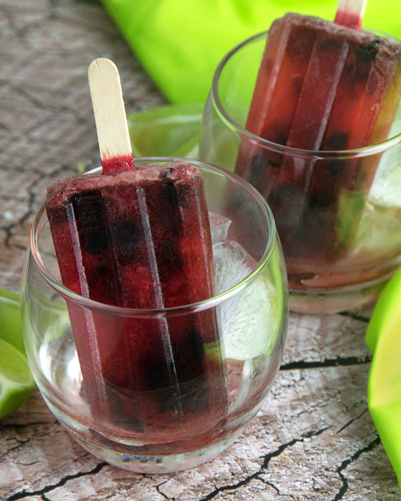 Muddled Mixed Berry & Lime Popsicles @OmNomAlly