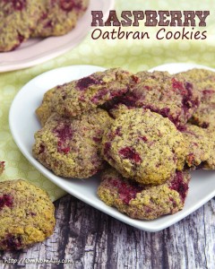 Product Review: Norbu Natural Sweetener + Raspberry Oatbran Cookies @OmNomAlly | With a delightful burst of lemon zest to highlight the tart berry flavour, these Raspberry Oatbran Cookies are sweet and chewy, soft and crunchy all at once.