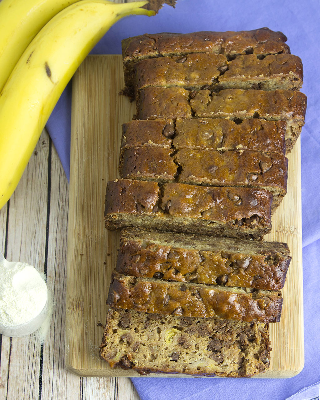 Choc Chip Protein Banana Bread @OmNomAlly