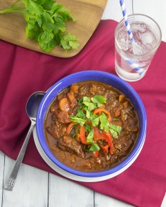 Make-and-Freeze Hungarian Beef Goulash @OmNomAlly | Make this Hungarian Beef Goulash once, and enjoy over and over! This recipe makes 10 delicious stew servings ready to freeze and reheat for easy dinners.