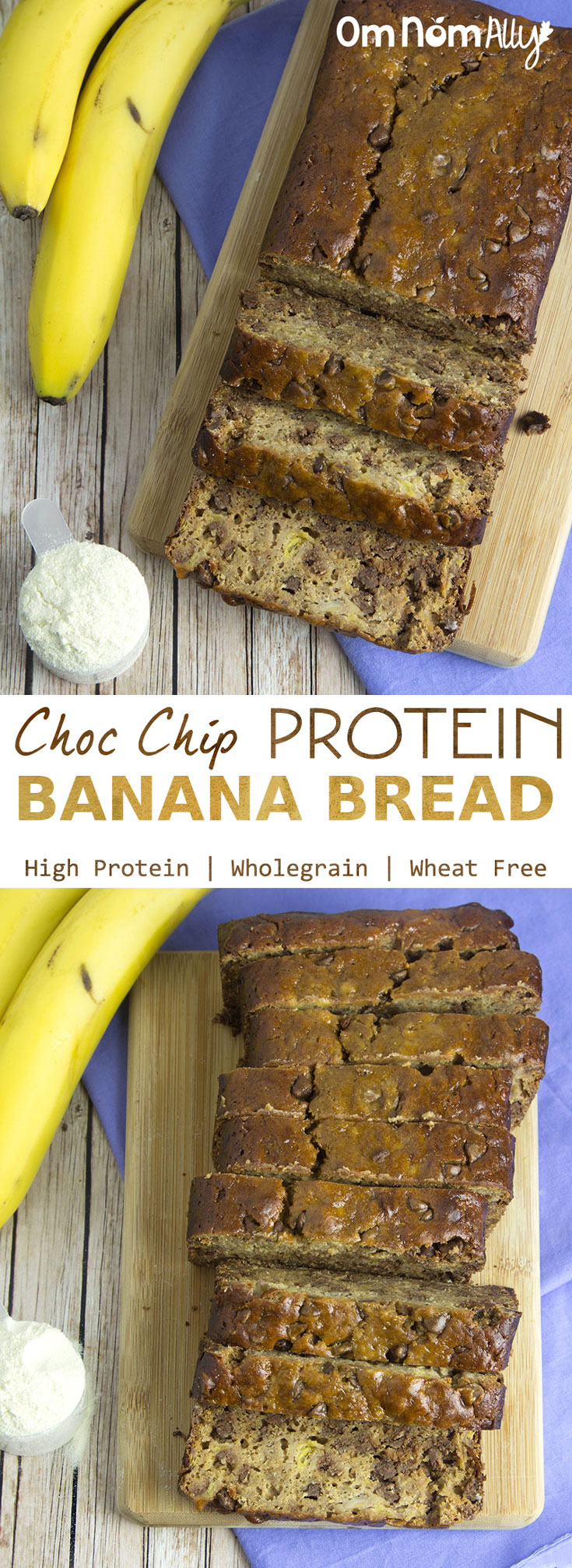 Choc Chip Protein Banana Bread @OmNomAlly