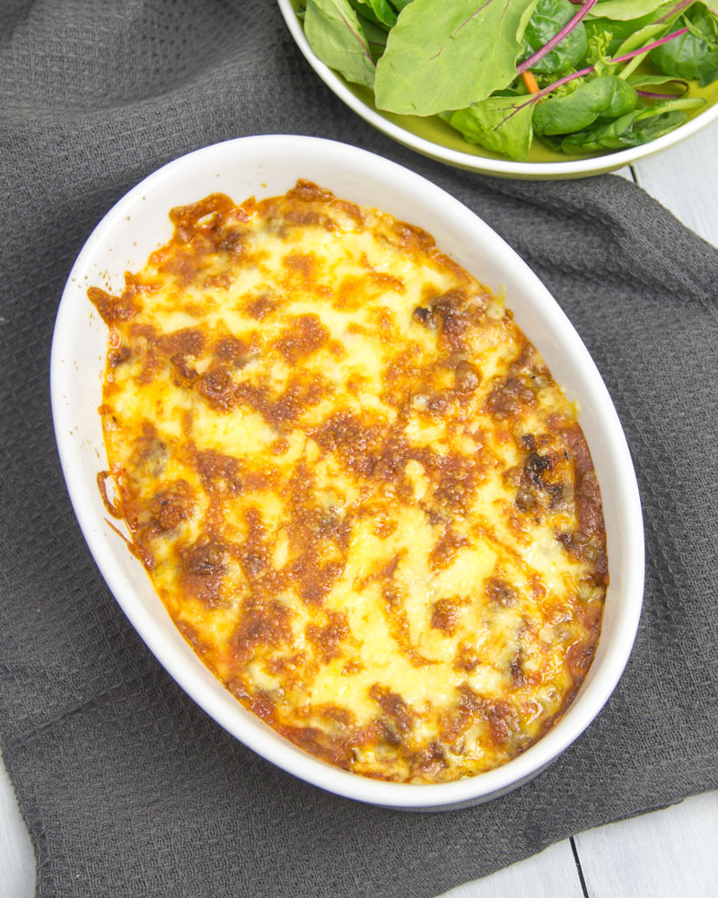 (Make-And-Freeze) Low Carb Beef & Cauliflower 'Pasta' Bake @OmNomAlly