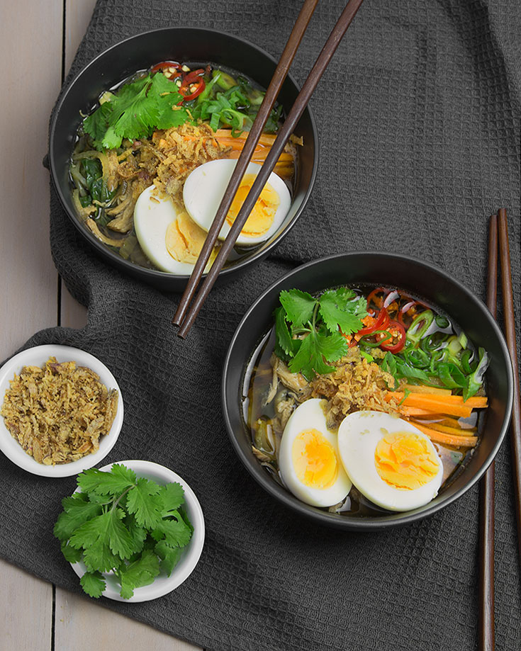 Slow Cooker (Paleo) Pork Noodle Soup with Spiralised Daikon Noodles @OmNomAlly #Glutenfree #Paleo #Low Carb. This slow cooker soup pork and noodle is a joy to come home too after a long day and a pleasure to eat due to it’s slippery, gelatinous mouth-feel and aromatic spices