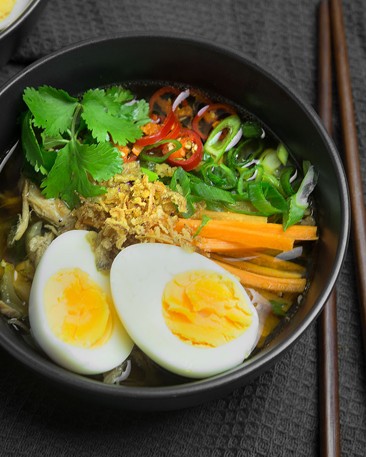 Slow Cooker (Paleo) Pork Noodle Soup with Spiralised Daikon Noodles @OmNomAlly #Glutenfree #Paleo #Low Carb. This slow cooker soup pork and noodle is a joy to come home too after a long day and a pleasure to eat due to it’s slippery, gelatinous mouth-feel and aromatic spices